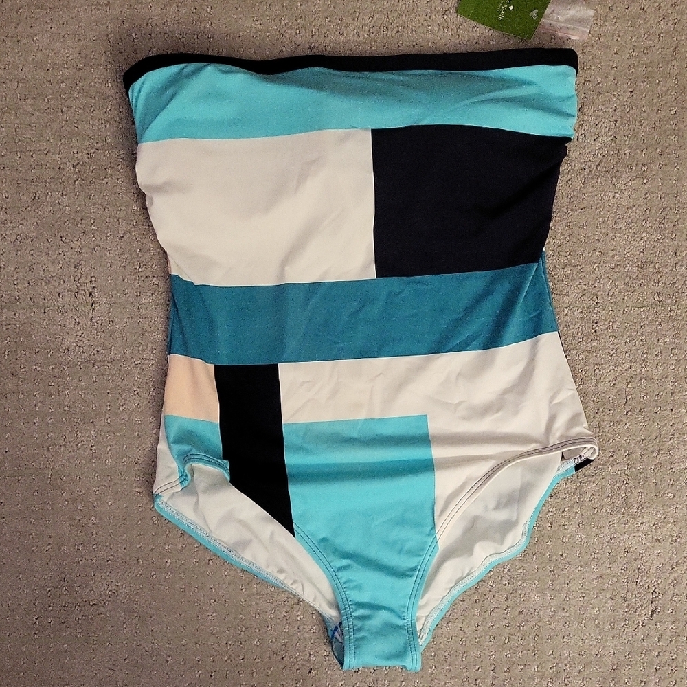 Kate Spade Blue and White One Piece Swimsuit